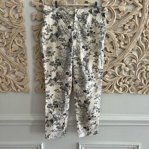 Zara Cream and Black Floral Capris
